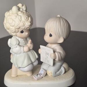 Enesco Precious Moment Mint and Cream Proposal Figurine Pair